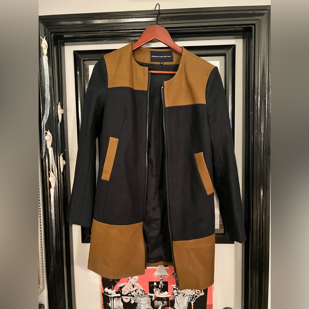 French Connection Size 10 Color Block Coat - image 2